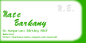 mate barkany business card
