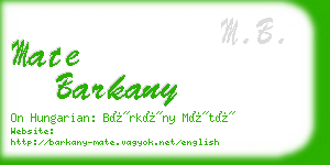 mate barkany business card